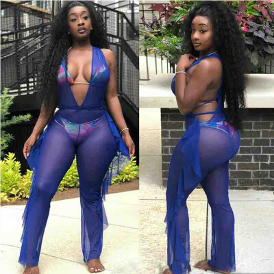 

Sexy Womens Summer Bikini Cover Up Sheer Jumpsuit Ladies Beach Romper Playsuit