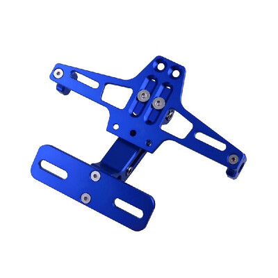 

Universal CNC Motorcycle Adjustable Angle Aluminum License Number Plate Frame Holder Bracket with 4pcs Turn Signal lights Blue