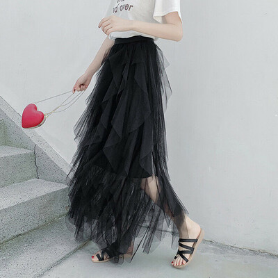 

Womens Girls Layers Tulle Skirt Dress Long Princess Tutu High Waist Skirts Party