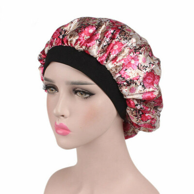 

Womens Floral Faux Silk Night Sleep Cap Hair Bonnet Hat Head Cover Turban Wrap