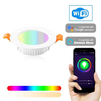 

Smart 24G WiFi LED Downlight 7W Intelligent Recessed Ceiling Lamp Dimmable RGBCW Multicolored APP Remote Voice Control Timer Sw