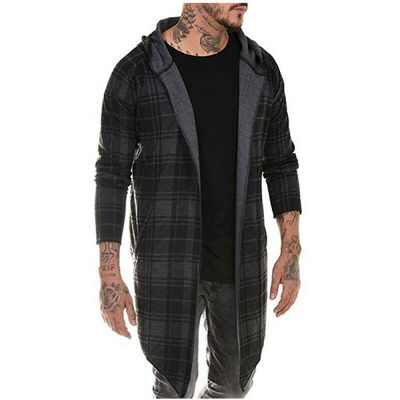 

Stylish Men Hoodie Warm Hooded Tops Plaid Coat Jacket Casual Outwear Overcoat