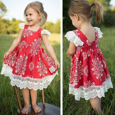 

Pretty Kids Baby Girl Princess Party Lace Skirt Tutu Floral Dress Toddler Clothes