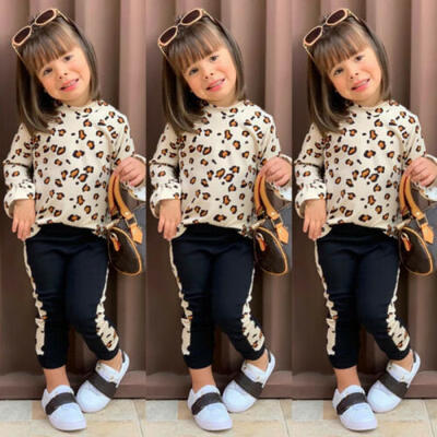 

US Toddler Kids Baby Girls Leopard Tops Pants Leggings Outfits Clothes Tracksuit