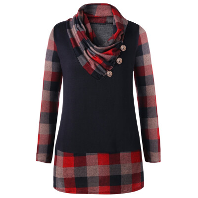 

Plus Size Plaid Heap Collar Tunic Top