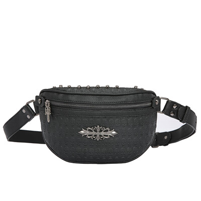 

Fashion rivet men&women small chest bag Han version ghost skull pattern waist bag one shoulder bag jump bag