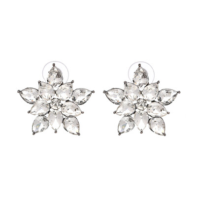 

2019 New Crystal Opal Stone Stud Earrings Sweety Flower Earrings Trendy Women Jewelry Gift for New Year 9 Colors J50058