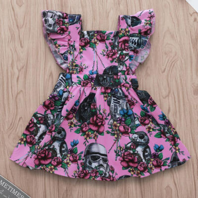 

Toddler Kid Baby Girl Ruffle Star Wars Party Pageant Tutu Dress Sundress Clothes