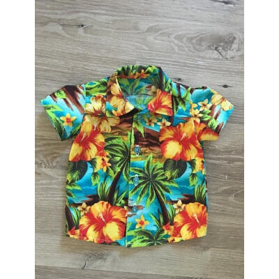 

Hawaiian Style Kids Boys Shirts Summer Coconut tree Print Shirt Casual 0-5Y