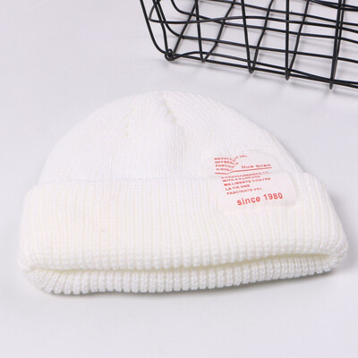 

Pasted letter original tide brand melon skin wool hat sailor short rogue retro Han hip hop ins knitted hat