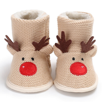 

2019 Christmas Deer Winter Warm Baby Newborns Lovely Shoes First Walkers Baby Boy Shoes Sweaters Boots Booty For 0-1 Year