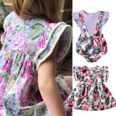 

US Infant Toddler Baby Girl Floral Tutu Clothes Romper Bodysuit Kid Dress Outfit