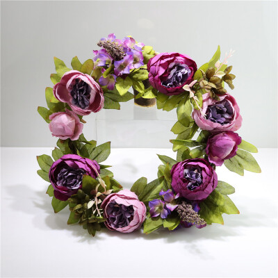 

Artificial Simulation Peony Flower Door Wall Hanging Wreath 40cm Xmas Home Decor