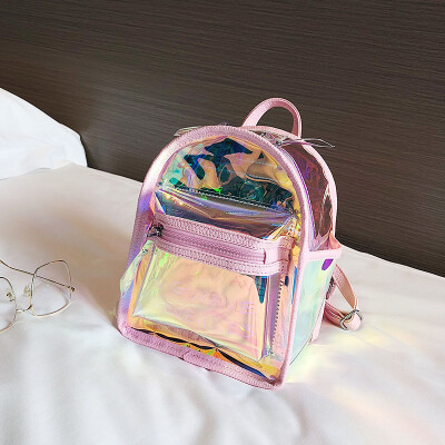 

Transparent bag female 2019 new Korean fashion wild jelly package fairy mini backpack laser backpack