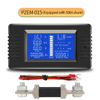 

PZEM-015 Battery Tester DC Voltage Current Power Capacity Internal And External Resistance Residual Electricity Meter With 300A Sh