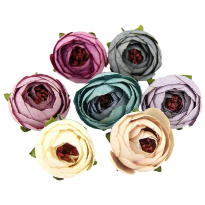 

UpperX 10Pcs Silk Cloth Artificial Tea Rose Bud DIY Wreath Scrapbooking Craft Flowers Head Beige