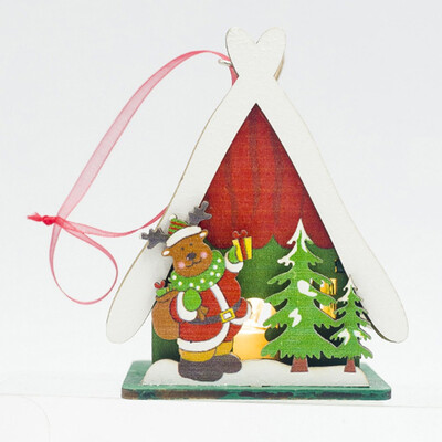 

Siaonvr LED Light Wood House Cute Christmas Tree Hanging Ornaments Holiday Decoration