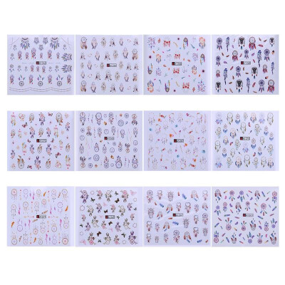 

12 Sheets DIY Decals Nail Art Water Transfer Printing Stickers Mix Pattern