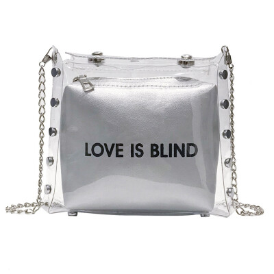 

PVC Clear Shoulder Bags Women Letter Print Jelly Transparent Messenger Bag Female Chain Crossbody Bags Bolsos Mujer T30