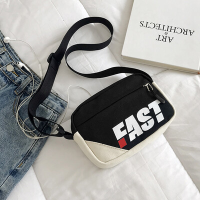 

2019 new casual wild color collision shoulder bag female temperament canvas small square bag fashion personality letter Messenger bag