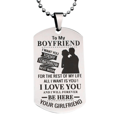 

To My GirlfriendWifeBoyfriend Stainless Steel Pendant Necklace Dog Tag Birthday Gift Romantic Loverly Anniversary Jewerly