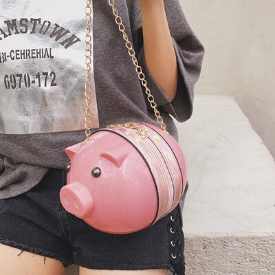 

Girls Mini Messenger Bags Acrylic Plastic Pig Shape Shoulder Bags Cute Funny Bag For Girl 2019