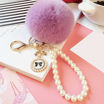 

Pearl Ball Excellent Female Plush Rex Key Buckle Car Plush Hair 8cm Original Original Hanging Pendant Rabbit Lovely Bag Korea
