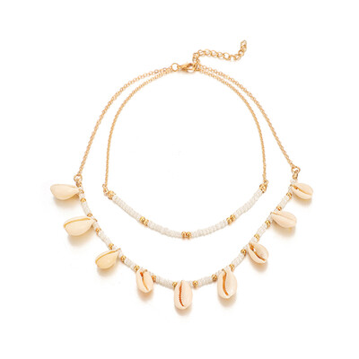 

Tocona Bohemian White Beaded Necklace Bohemian Beach Shell Pendant Chain Chockers Summer Women Jewelry Wholesale D04203