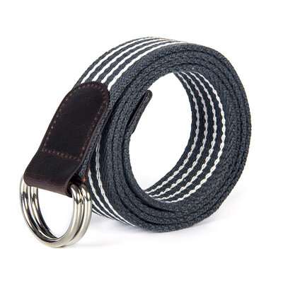 

Unisex canvas belt fashion stripe canvas Alloy Double ring buckle Men belt outdoor casual Men&Women cowboy pants belt