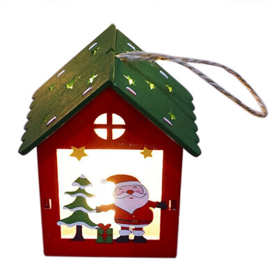 

Merry Christmas Party Decorations Colorful Small Wooden House With Lights Small House Hanging Decoration For Home Xmas Tree