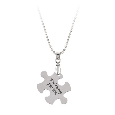 

Geometry Puzzle Pendant English Letters Necklace Necklace Fashion Couple Friendship Silver Color Pendant Necklace