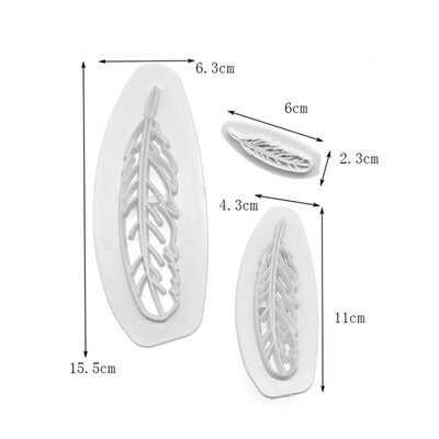 

3PCS Feather Sugar Buttons Silicone Mold Fondant Mold cake Decorative Chocolate Printing Mold dropshipping
