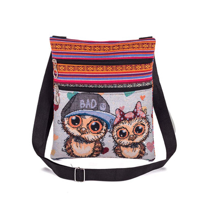 

Multi-Style Durable Sturdy Embroidered Owl Leisure Fashion Canvas Shoulder Bag