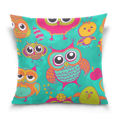 

ALAZA Thanksgiving Throw Pillow Cover 16 X 16 inch Cushion Cover with Owl Birds Printed Pillowcase