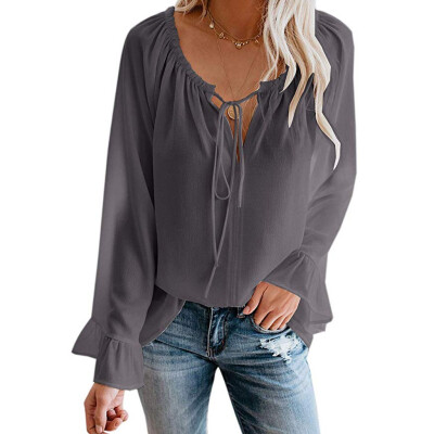 

Starmoon Womens Off The Shoulder Tops Long Bell Sleeve Flared Casual Loose Blouses Shirts