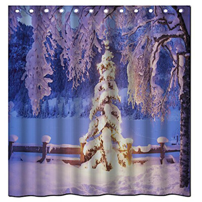 

Gobestart Custom Merry Christmas Fabric Waterproof Bathroom Shower Curtain 65x 72