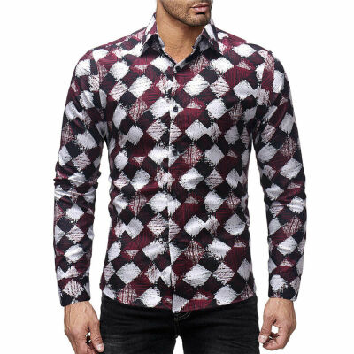 

SUNSIOM Mens Casual Dress Shirts 3D Digital Printing Long Sleeve Shirts Tops Blouse