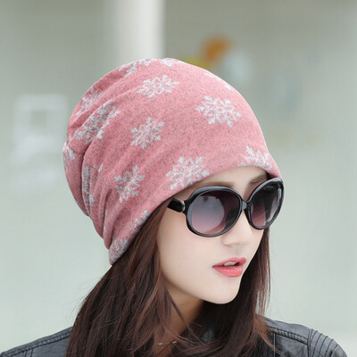 

Christmas Snowflakes Winter Warm Hats Casual Knitted Wool Slouchy Beanie Cap For Women Outdoor Neckerchief