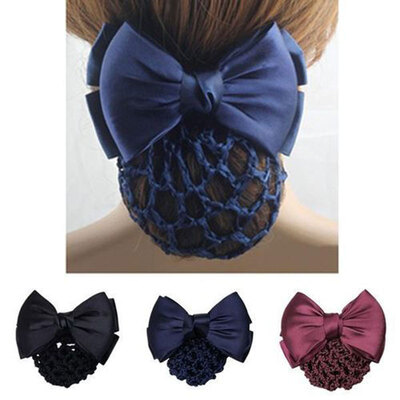 

Bank hotel office Lady Hair Clip Cover Bowknot Bun Snood Women Headband