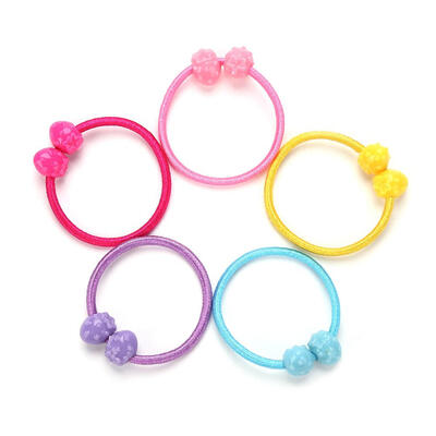 

50pcs Candy Color Kids Flower Cartoon Cute Rubber Band Elastic Hair Band