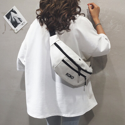 

Chest bag female diagonal 2019 new Korean casual wild canvas small bag fashion Harajuku sports mobile phone pocket