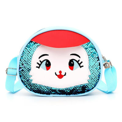 

Cute Cartoon Print Bag Girls Kids Sequins Shoulder Messenger Leather Bags