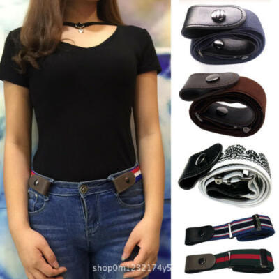 

US Womens Invisible Hidden Elastic Belt with Flat Buckle No Show no bulge belt