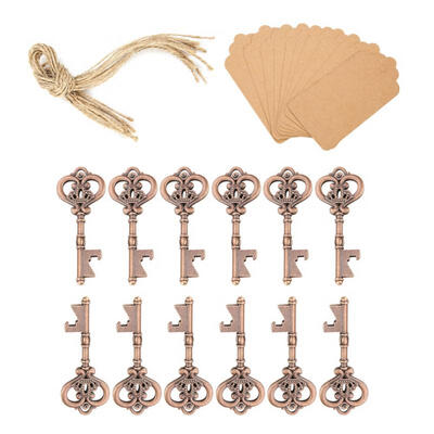 

Greensen 12Pcs Wedding Favors Vintage Heart Pattern Key Champagne Bottle Opener with Tag&Twine
