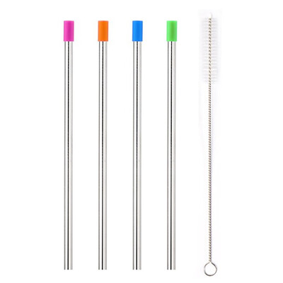 

Stainless Steel Metal Straws with Cleaning Brush Widen for Thick Drinks 5PCS