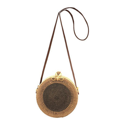 

Vintage Handmade Crossbody Round Beach Bags Women Circle Rattan Handbags
