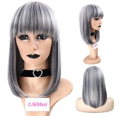 

Gobestart Mix Lubricious Bobo Wig Head Covers Inclined Bang To Buckle Inside Long Wig