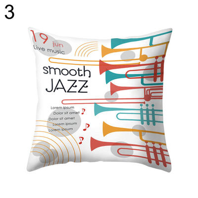 

Jazz Music Drum Cello Tuba Pillow Case Cushion Cover Bed Car Cafe Office Decor