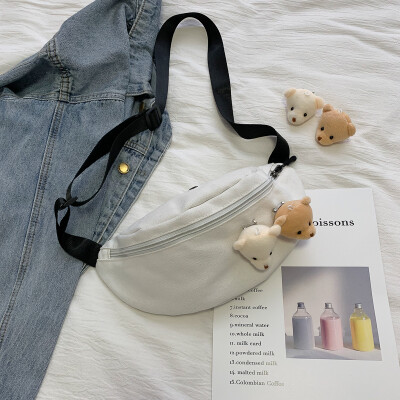 

Fashion cute bear crossbody bag 2019 new pockets casual wild shoulder bag simple sports canvas bag