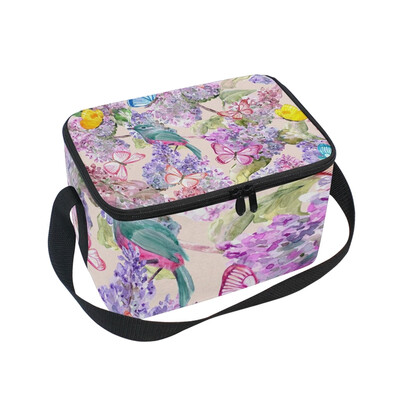 

ALAZA Lunch Box Insulated Bird On Branch Flowering Lilac Lunch Bag Large Cooler Tote Bag for Men Women